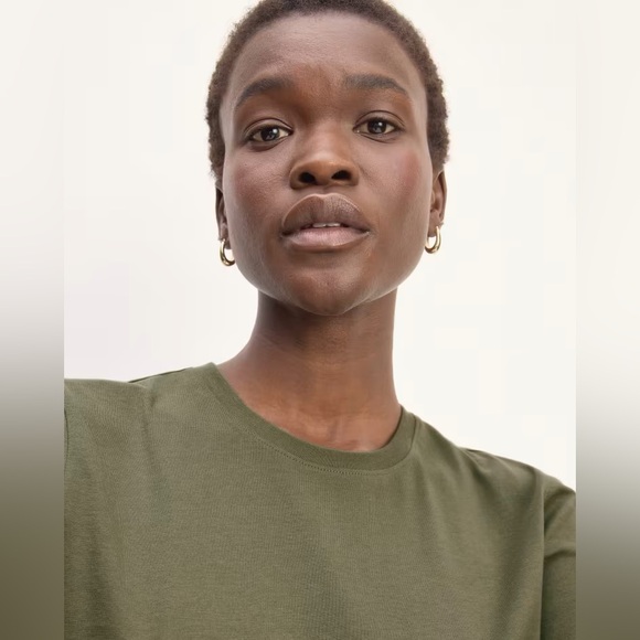 New Everlane Women Crew Neck Green Tee Shirt Size Small - Picture 7 of 9